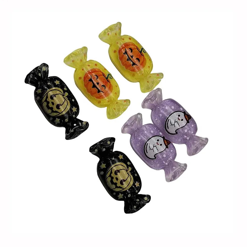 Cute 100Pcs Resin Simulation Halloween Candy Cabochon Flatbacks Scrapbook Phone Case Decoration DIY Hair Bows Center Accessories