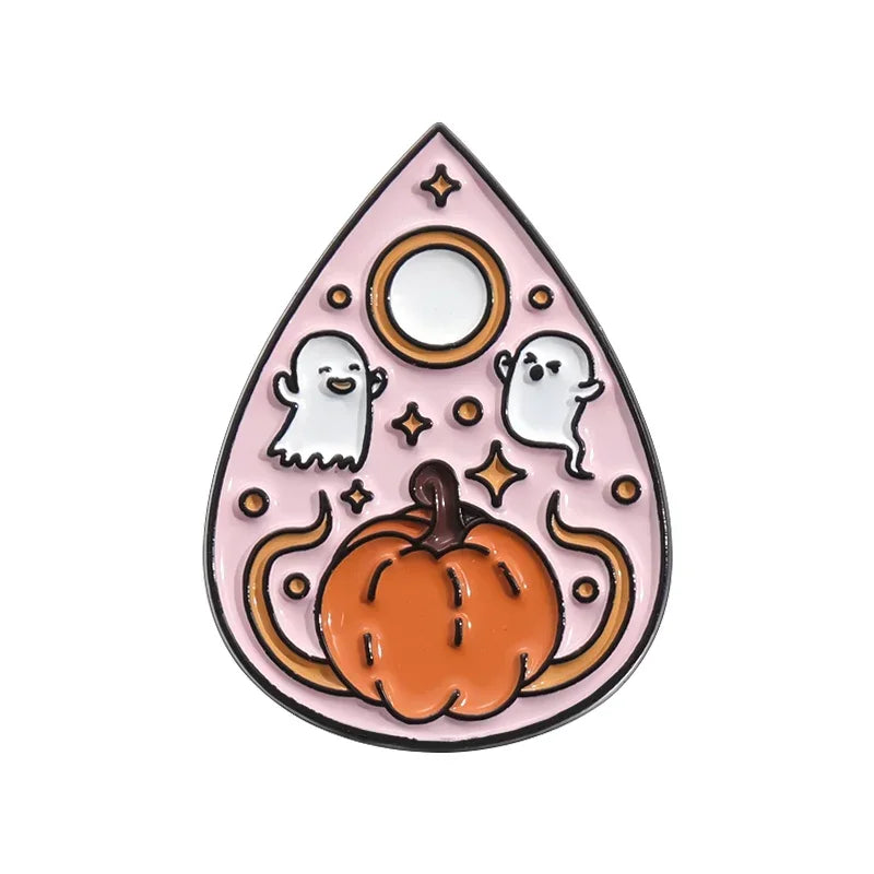Cartoon Sunglasses Ghost Collected Enamel Pin Funny Spooky Boo With Black Cat Brooch Clothes Lapel Badge Halloween Jewelry Gifts