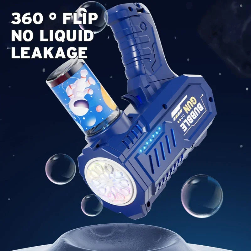 Fully Automatic Bubble Gun Rocket Bubbles Machine Automatic Blower with Bubble Liquid Toys for Kids Beach Outdoor Bubble Gifts
