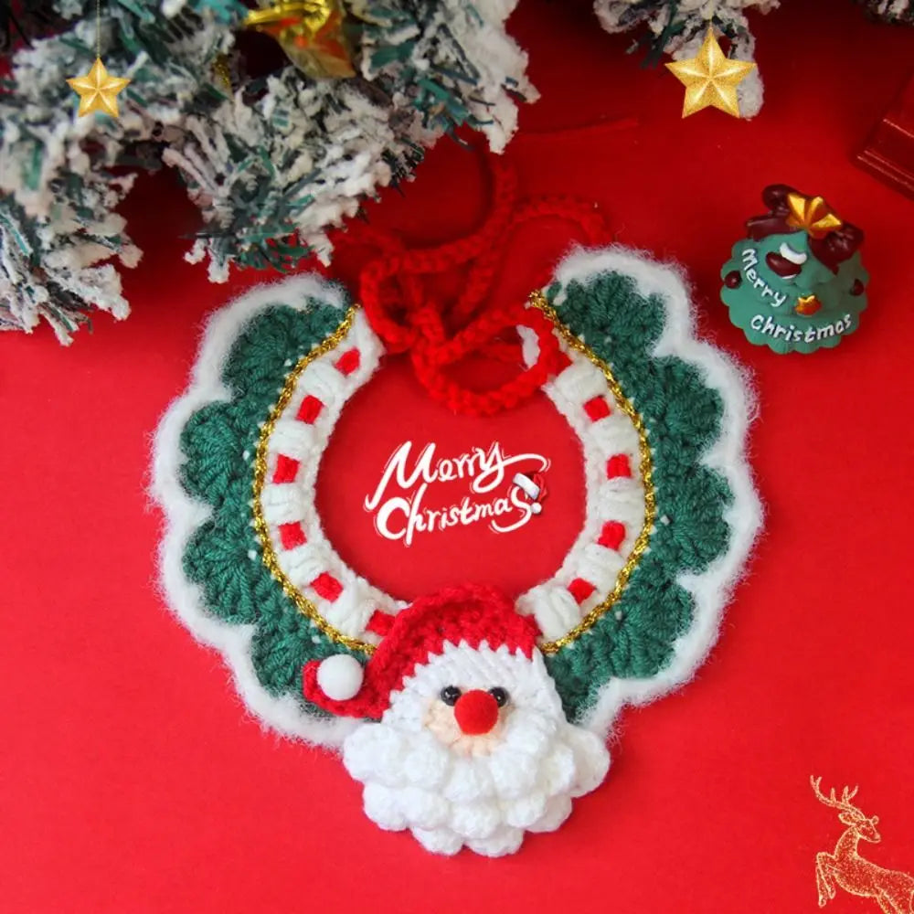 New Christmas Pet Collar Hand-knitted Cartoon Cat Necklace Safety Delicate Puppy Neck Strap Kitten