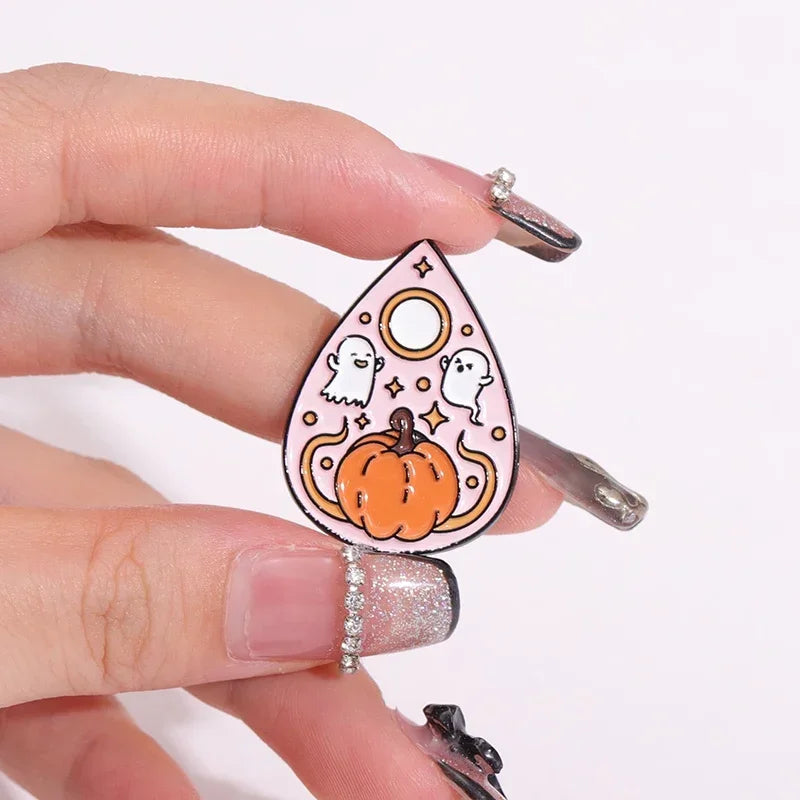 Cartoon Sunglasses Ghost Collected Enamel Pin Funny Spooky Boo With Black Cat Brooch Clothes Lapel Badge Halloween Jewelry Gifts