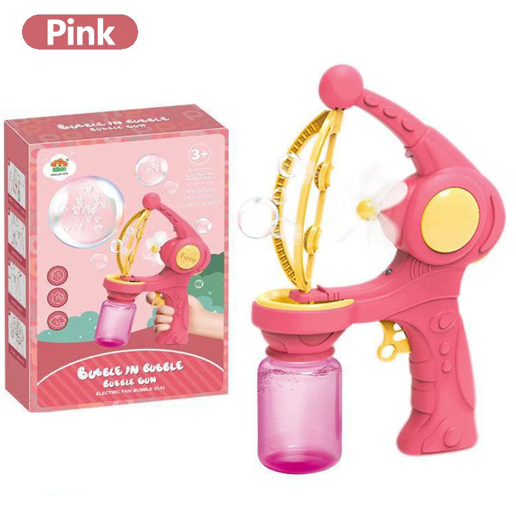 Blowing Large Bubbles Automatic Bubble Gun with Liquid Toys Soap Machine Outdoor Party Play Toy for Kids Birthday Surprise Gifts
