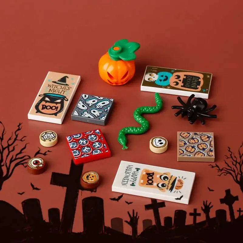 Building Blocks Printed Bricks Seafood Vegetables Ice Cream Express Package Computer Controller Christmas Halloween Gifts MOC