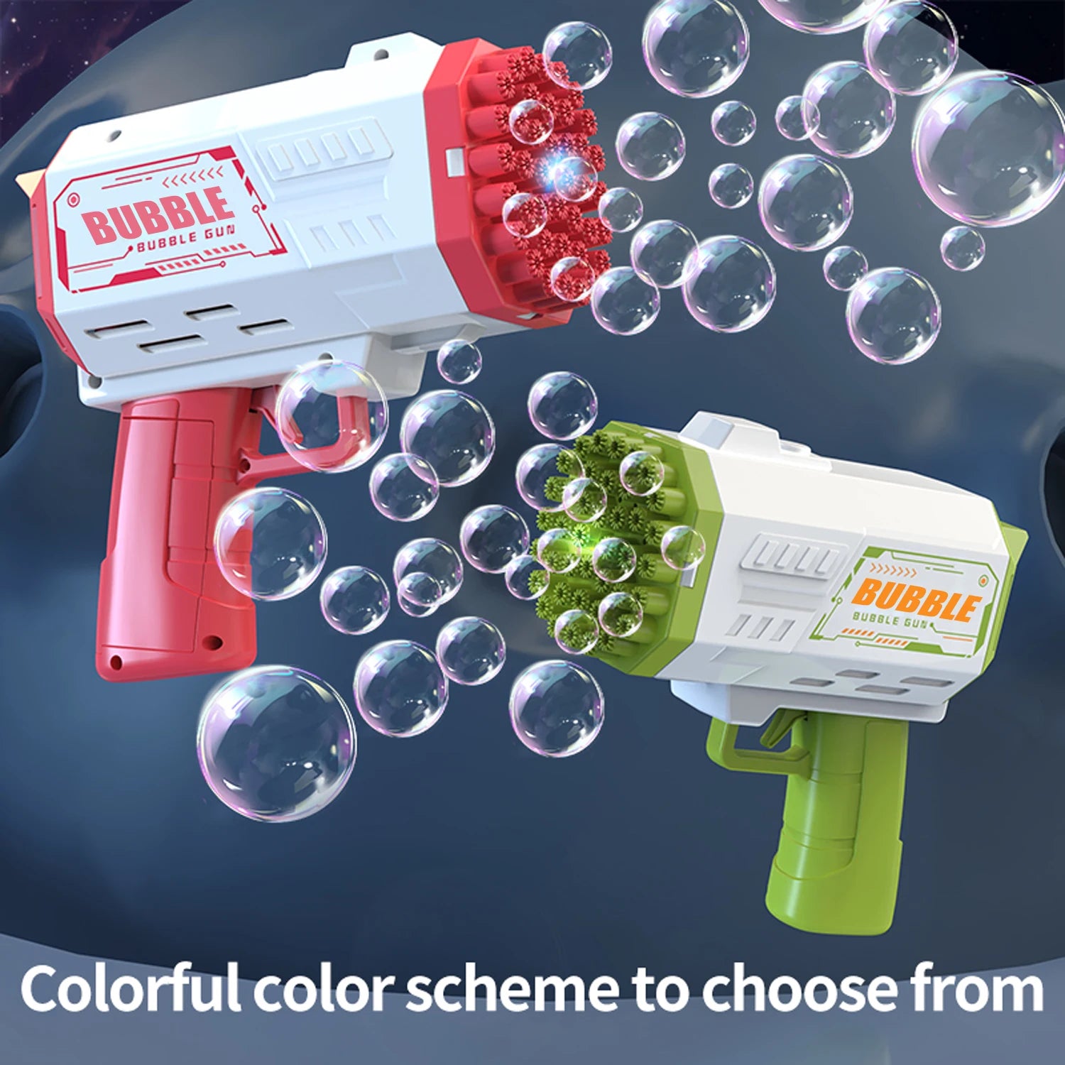 Bubble Gun - 40 Holes Bubble Machine Gun, 2024 Upgraded, Bubble Blower with LED Lights, Summer Toys for Toddlers Kids Adults