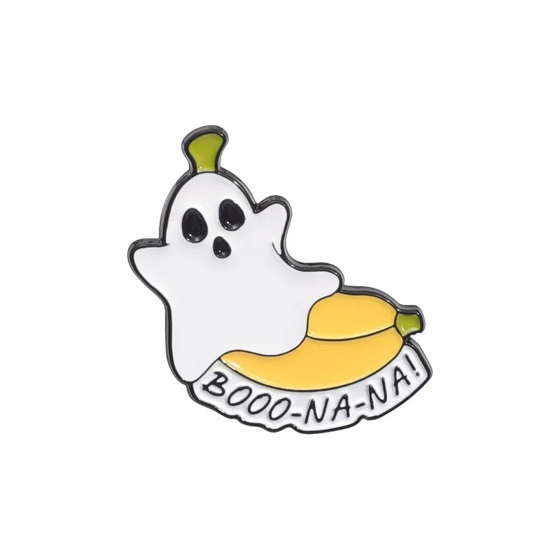 Cartoon Sunglasses Ghost Collected Enamel Pin Funny Spooky Boo With Black Cat Brooch Clothes Lapel Badge Halloween Jewelry Gifts