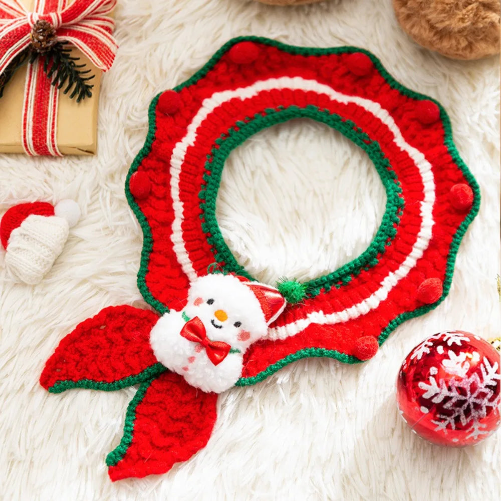 New Christmas Pet Collar Hand-knitted Cartoon Cat Necklace Safety Delicate Puppy Neck Strap Kitten