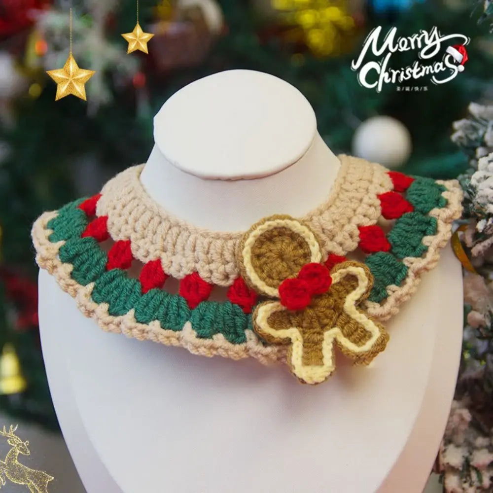 New Christmas Pet Collar Hand-knitted Cartoon Cat Necklace Safety Delicate Puppy Neck Strap Kitten