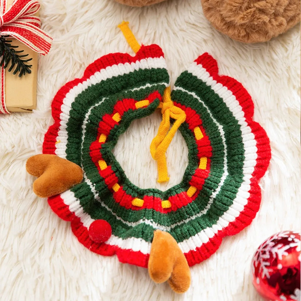New Christmas Pet Collar Hand-knitted Cartoon Cat Necklace Safety Delicate Puppy Neck Strap Kitten