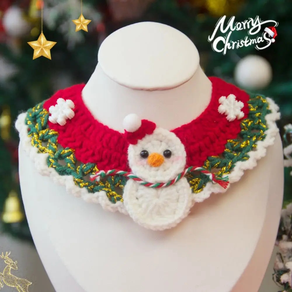 New Christmas Pet Collar Hand-knitted Cartoon Cat Necklace Safety Delicate Puppy Neck Strap Kitten