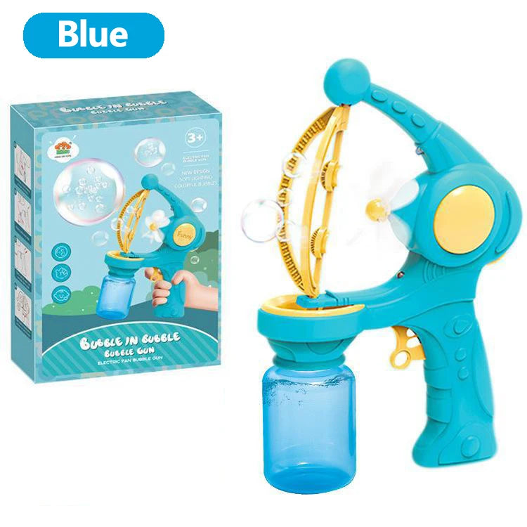 Blowing Large Bubbles Automatic Bubble Gun with Liquid Toys Soap Machine Outdoor Party Play Toy for Kids Birthday Surprise Gifts