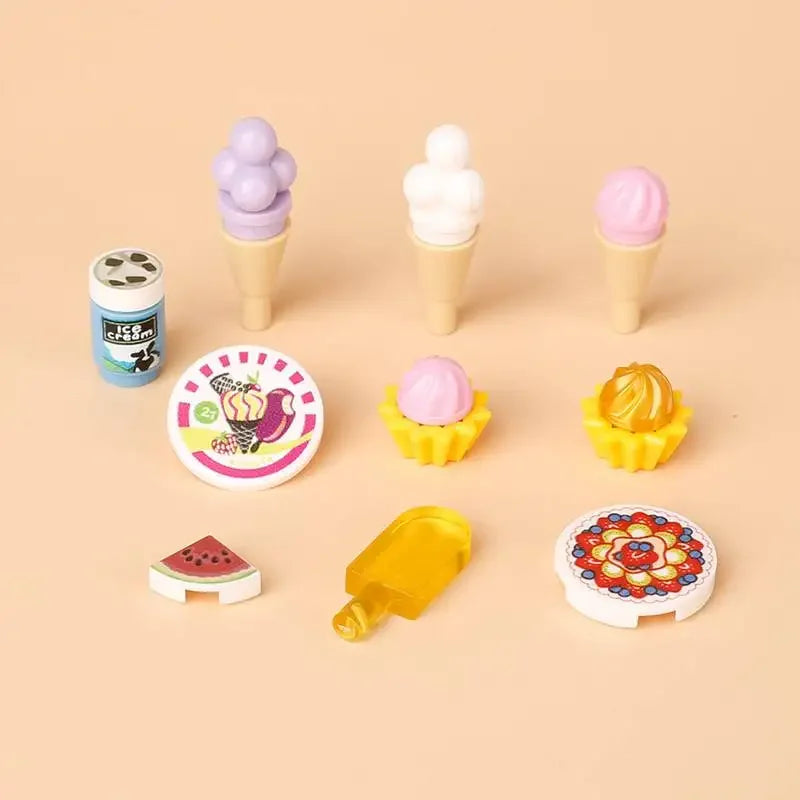 Building Blocks Printed Bricks Seafood Vegetables Ice Cream Express Package Computer Controller Christmas Halloween Gifts MOC