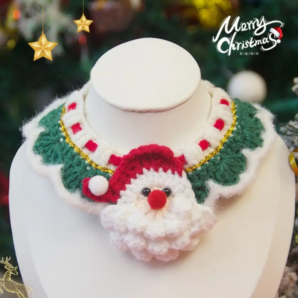 New Christmas Pet Collar Hand-knitted Cartoon Cat Necklace Safety Delicate Puppy Neck Strap Kitten
