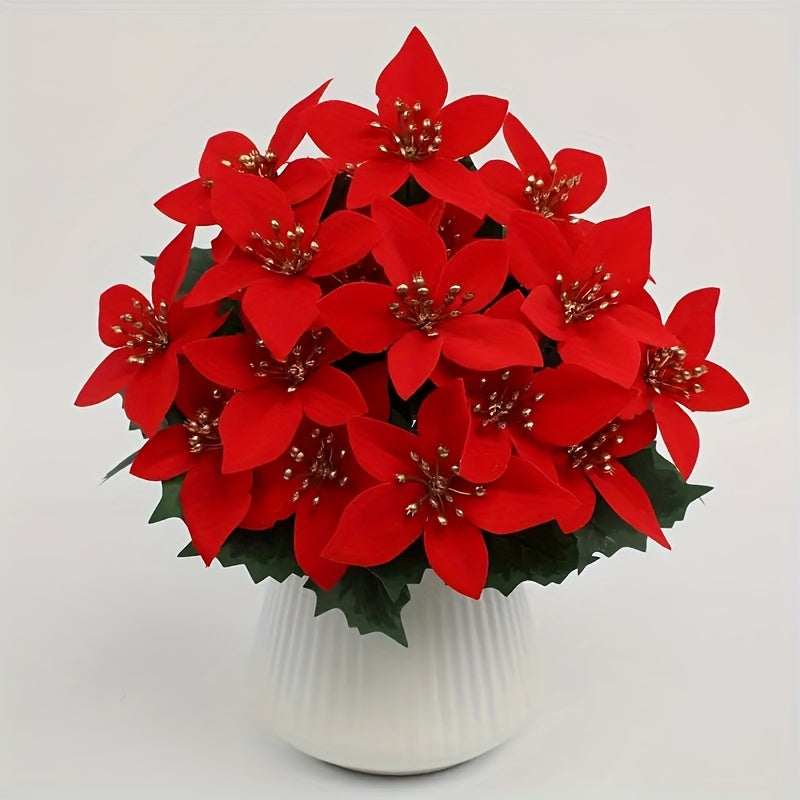 28 Artificial Red Poinsettia Flowers, Perfect for Christmas Home Decor, Table Centerpieces, Wedding Decoration, Christmas Tree, Exhibition, Winter Display