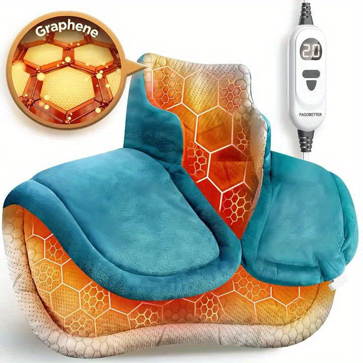 Graphene Heating Pad For Neck Shoulders Back, 3lb Weighted Electric Pad, Deep Heat With Precise Heating & Soft Flannel, 6 Heat Settings, 4 Timer Options, Auto Shut-Off, Machine Washable, 22"x18", Gifts For Women Men Mom Dad,