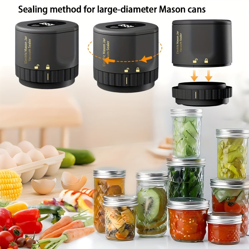 Electric Vacuum Mason Jar Vacuum Sealing Kit - Contains Sealing Lids, Suitable For Wide Mouth And Regular Mouth Mason Jars, Food Preservation Vacuum Sealer For Home Preservation.