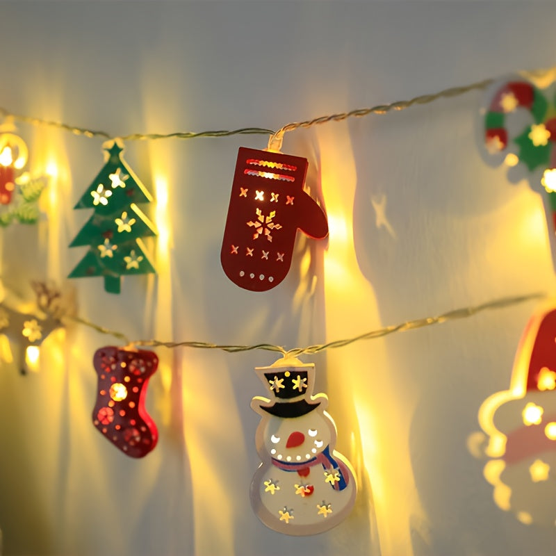 Charming LED Christmas String Lights - 10LED Santa, Snowman & More - Battery Powered Perfect for Indoor Holiday Decor, Party & Bedroom Ornaments Snowman For Indoor Holiday Christmas