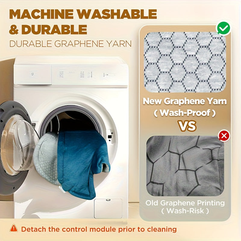 Graphene Heating Pad For Neck Shoulders Back, 3lb Weighted Electric Pad, Deep Heat With Precise Heating & Soft Flannel, 6 Heat Settings, 4 Timer Options, Auto Shut-Off, Machine Washable, 22"x18", Gifts For Women Men Mom Dad,