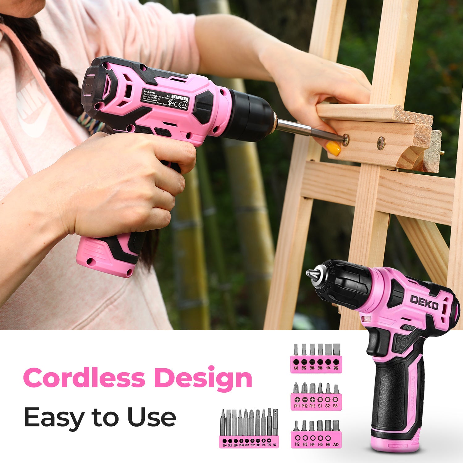 119PCS Power Tool Box Set With 8V Cordless Drill / Driver | Tape Measure | Wrench | Screwdriver and Utility Knife, All in One Hand Tools kit | Household Tool Set for Garden | DIY | Fall Home Decor | Outdoor Repairs | Summer C