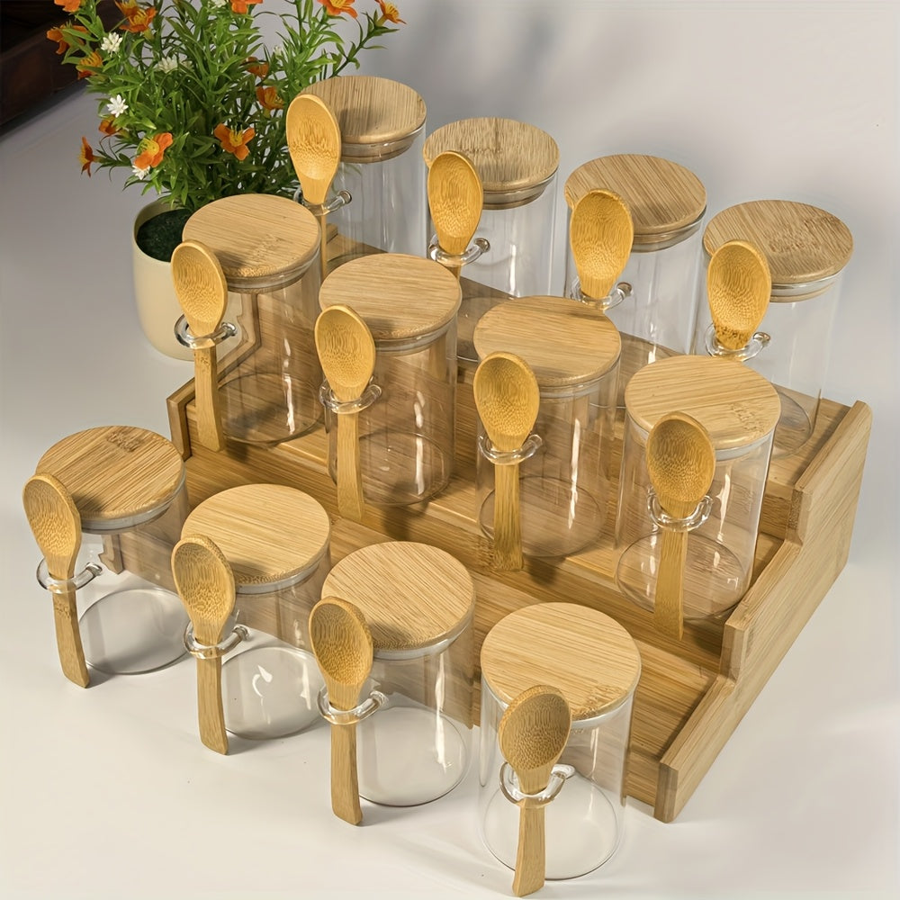 set of 12 10oz glass storage containers,food storage containers with lids,canisters sets for the kitchen,Suitable forspice containers,spice jars,flour container,candy jar,coffee canister,jars for kitchen storage