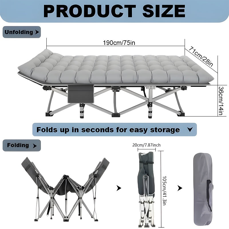 59/75 Inch Optional;bed/mattress Optional; 75-inch Folding Bed, Camping Bed, Portable Folding Guest Bed, 700 Lbs Weight Limit, Adult Outdoor Travel Bed, Suitable For Patios And Camping - Elegant Outdoor Furniture, For Outdoor