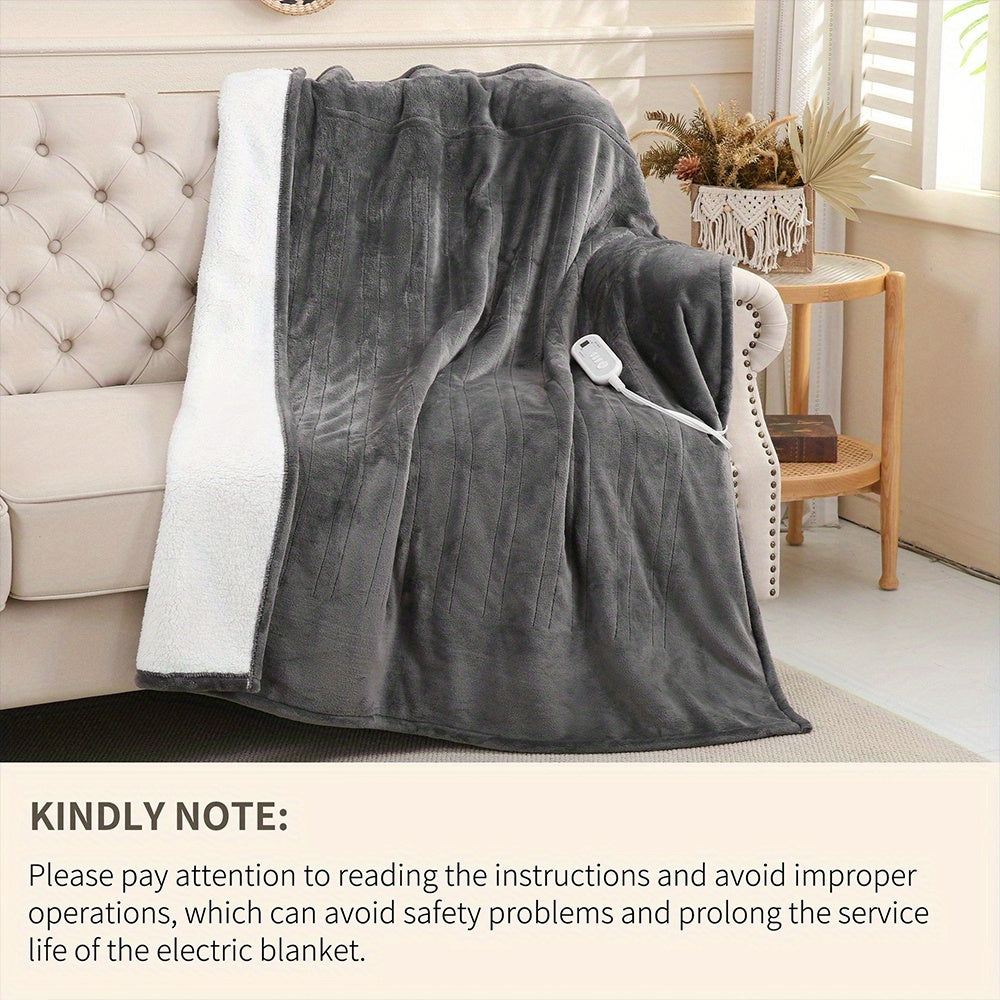Extra Large Flannel And  Electric Blanket With Time And Temperature Control, 10 Hour Auto-Off, 8 Temperature Levels, Queen/King Two Controllers, Throw/Twin/Full With 1 Controller, Machine Washable, PTC+NTC Overheat Protection