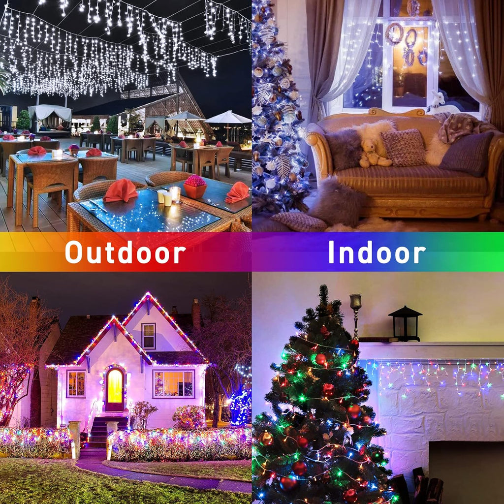 [LED Icicle Lights] Christmas Icicle Lights, 101/191 LED Fairy Lights, LED Ice Bar Light Suitable for Bedroom, Courtyard, Living room, Garden, Wedding, Party Favors, Birthday Party, Christmas, Thanksgiving, Halloween Decorati