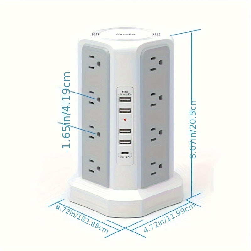 New Product: Flat Plug with USB/USB-C Ports, 8/12/16 AC Socket Power Board, Power Board with Multiple USB Charging Ports And Surge Protection, Extension Cord Desktop Power Board