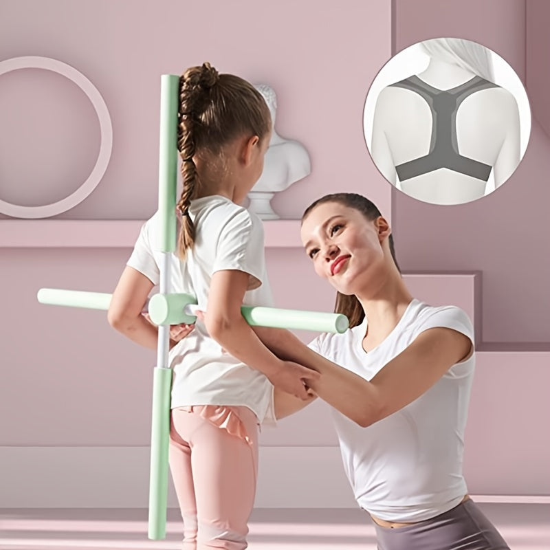 Adjustable Yoga Sticks for & Humpback Syndrome - Portable Stretching Pole with Extendable Length (Pink/Green/Blue) - Ideal for Scoliosis Treatment, Spinal & /Travel