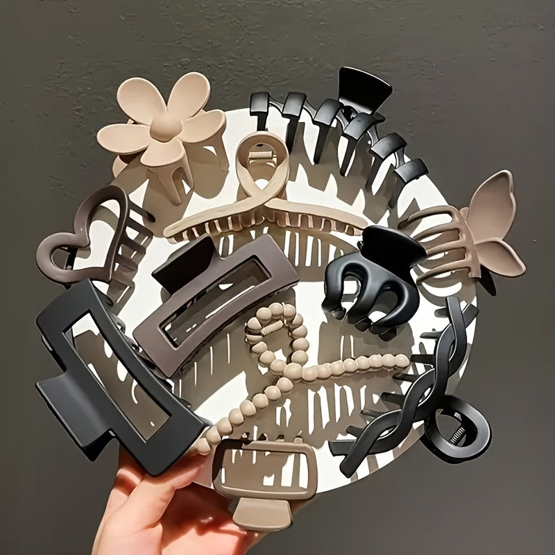 11pcs One Set Ladies Frosted Clip/Frosted Scratch Hook Set Women'S Hair Shark Clip Headpiece, Hair Clip Scratch Hook, Hair Clip/Butterfly Hair Clip/Hair Accessory, Flower Hair Accessory, Suitable for Face Wash