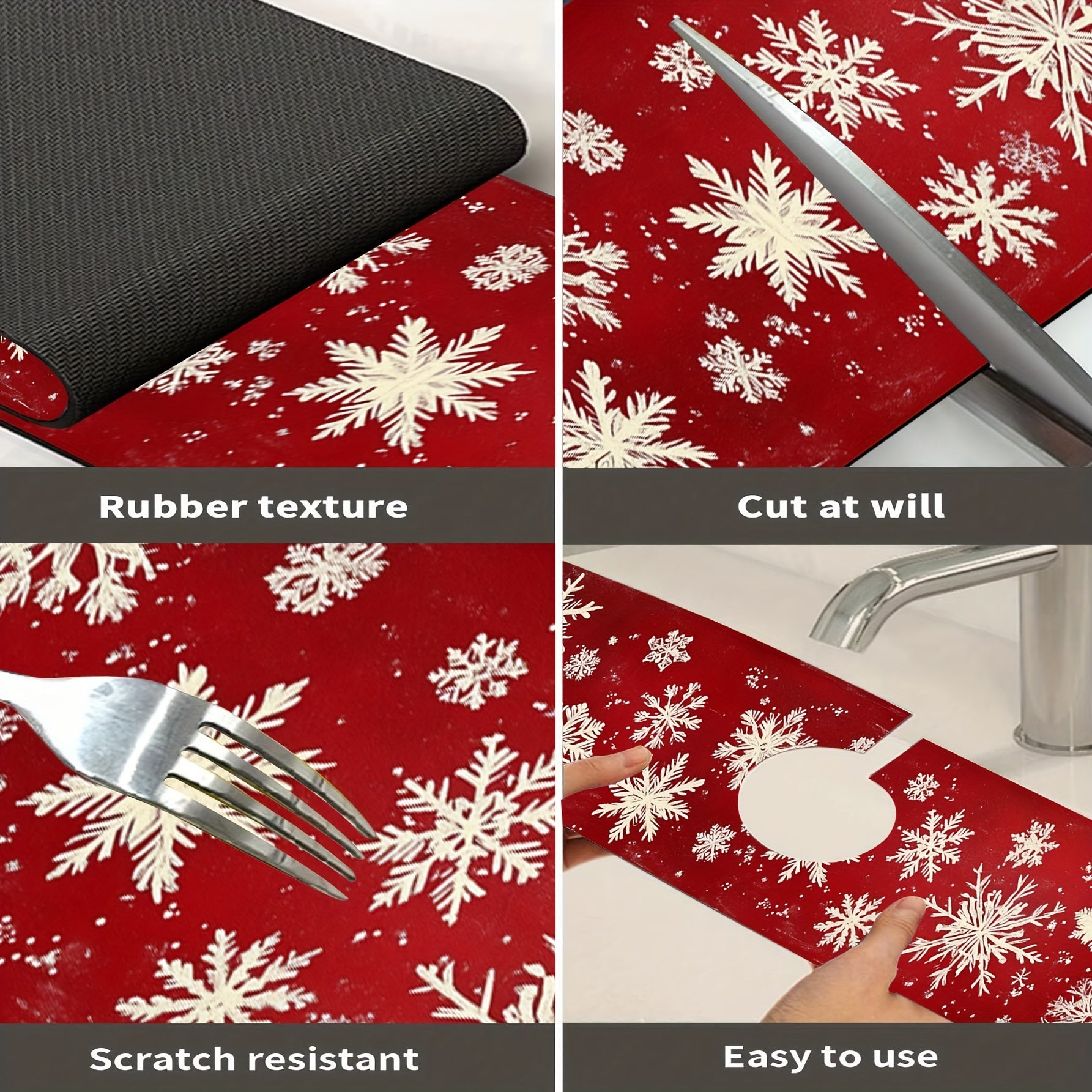 [1PC Christmas Snowflake Mat] Christmas Snowflake Red Dish Drying Mat - 1PC Moisture-Wicking Polyester Kitchen Faucet Pad, Durable and Absorbent Sink Surround Cover for Holiday Decor, Ideal for Home and Gift Use