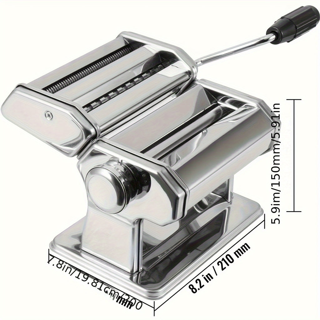 Pasta Maker, Handmade Pasta Machine with Adjustable Thickness and Width for Noodles & Lasagna - Elegant Silver Design Suitable for Every Kitchen