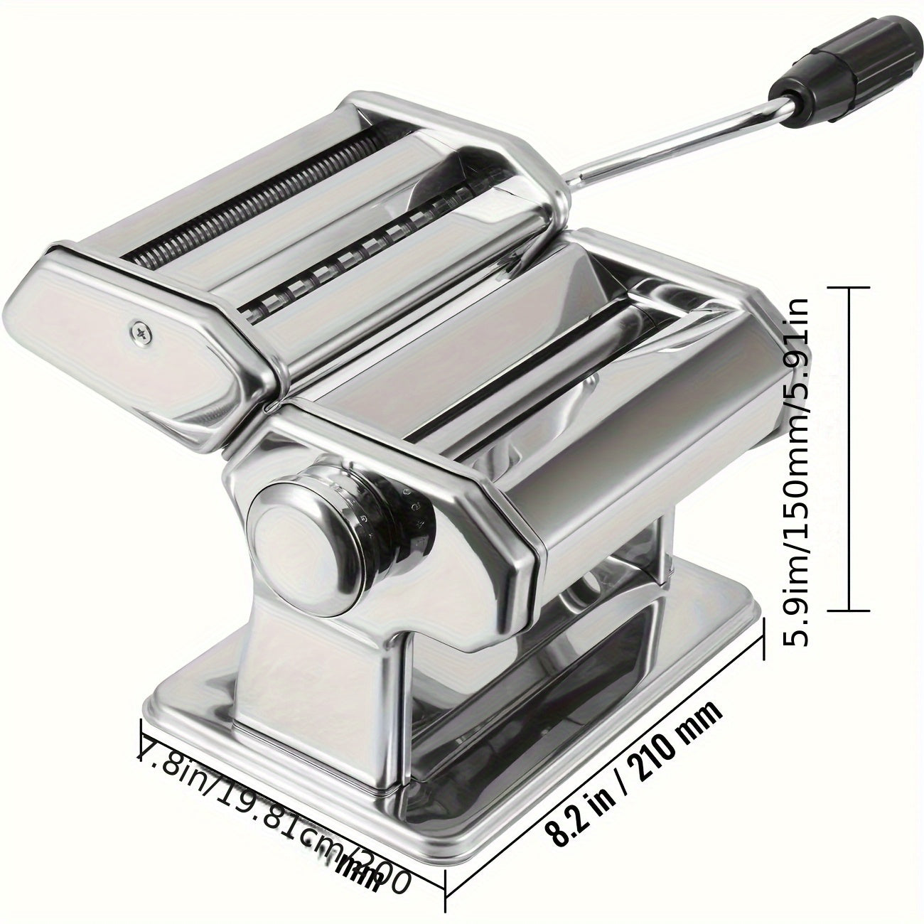 Pasta Maker, Handmade Pasta Machine with Adjustable Thickness and Width for Noodles & Lasagna - Elegant Silver Design Suitable for Every Kitchen