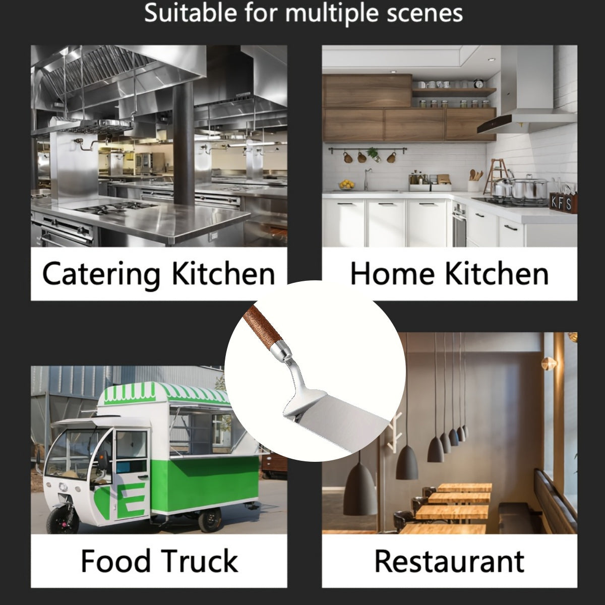 ZZBZZ 1pc Stainless Steel Nonstick Spatula with Wood Handle, Rust Resistant, Outdoor Safe, Ideal for BBQ, Cooking, Baking - Holiday Themed Kitchen Tool