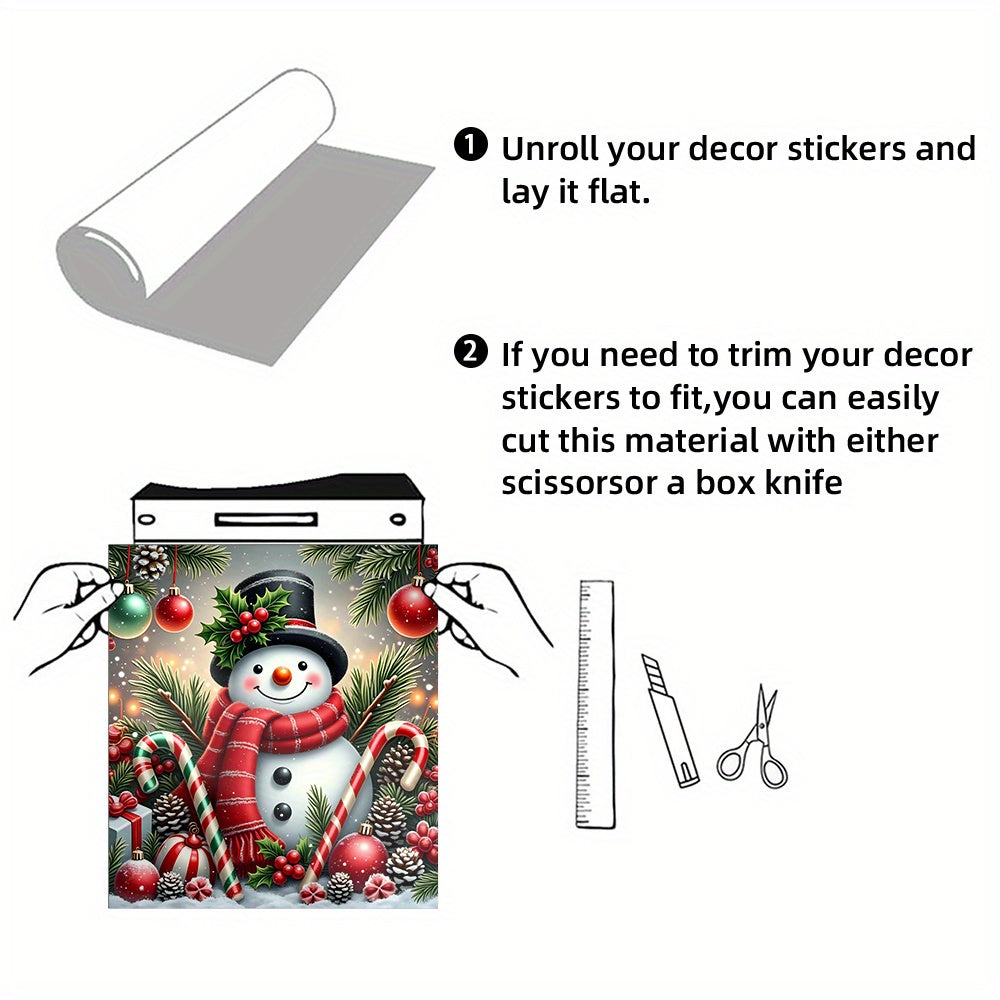 1pc WILDLAVIE Christmas Snowman Magnet - with Red & White Striped Scarf, Magnetic Backing for Dishwasher, Refrigerator, Stove - Holiday Kitchen Decor, Dishwasher Decoration, Festive Home Decoration - Easy to Clean & Trim-to-F