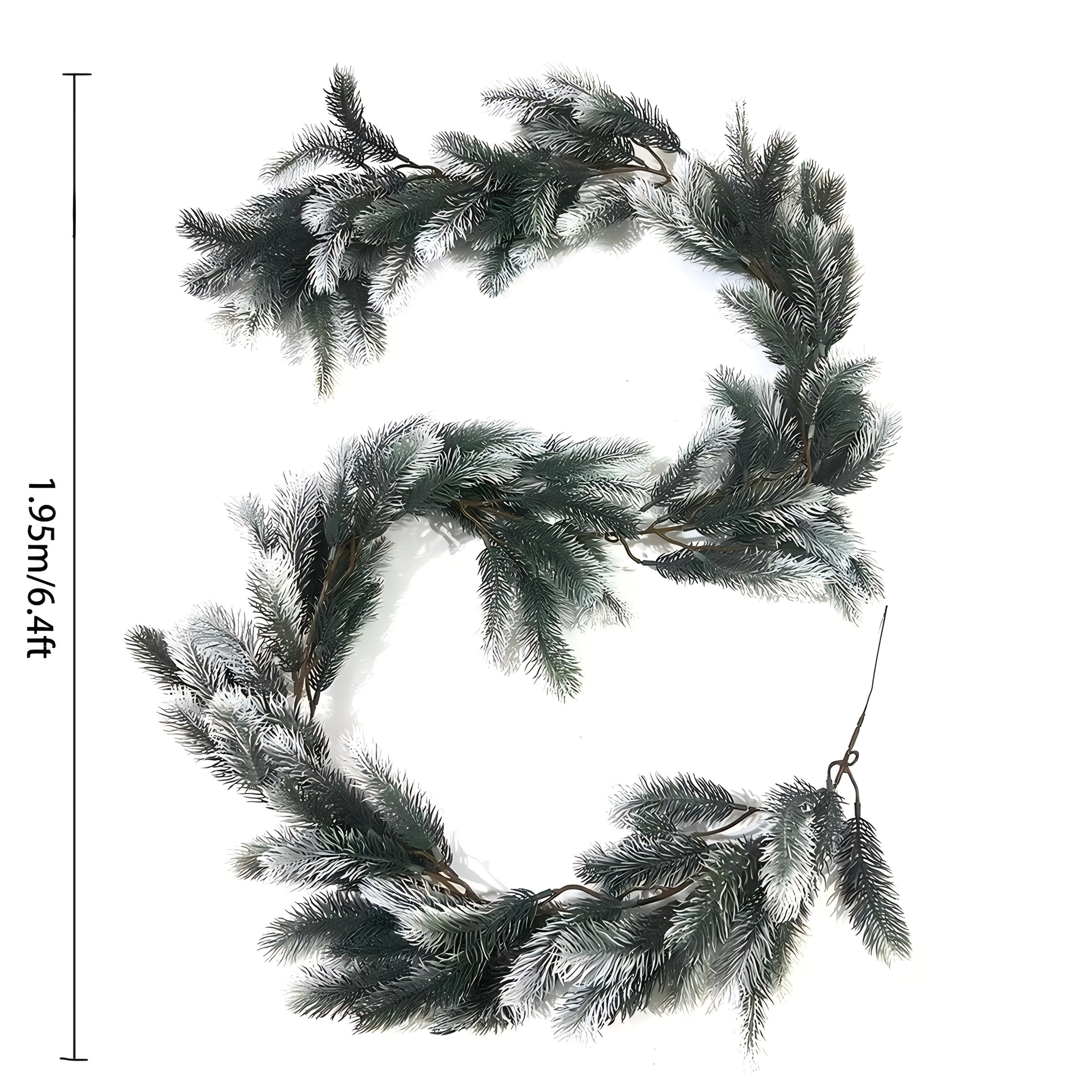 Christmas Pine Wreath, 1 Pc 6.4 ft/195 cm White Rattan, Artificial Green Plants, Suitable for Outdoor or Indoor Home Gardens, Fireplaces, Holiday Party Decorations, Christmas Ornaments