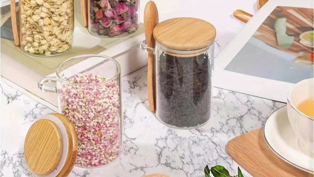 set of 12 10oz glass storage containers,food storage containers with lids,canisters sets for the kitchen,Suitable forspice containers,spice jars,flour container,candy jar,coffee canister,jars for kitchen storage