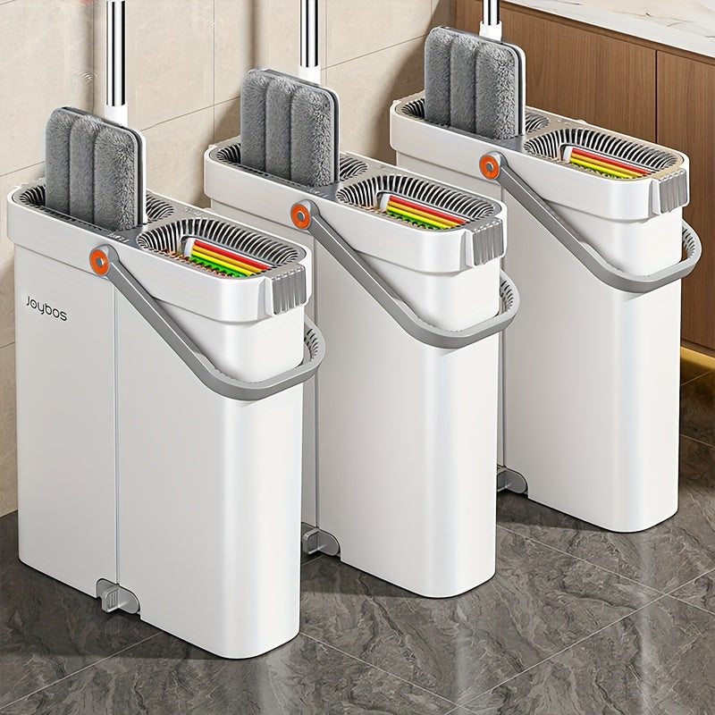 12.99inch Microfiber Flat Mop And Bucket Set Floor Cleaning System, Wet Dry Mop For Wall Cleaner With Long Handle, Hardwood Floor Mop With Microfiber Cloths. Bedroom/ Bathrooms/living Room Mops For Floor Cleaning