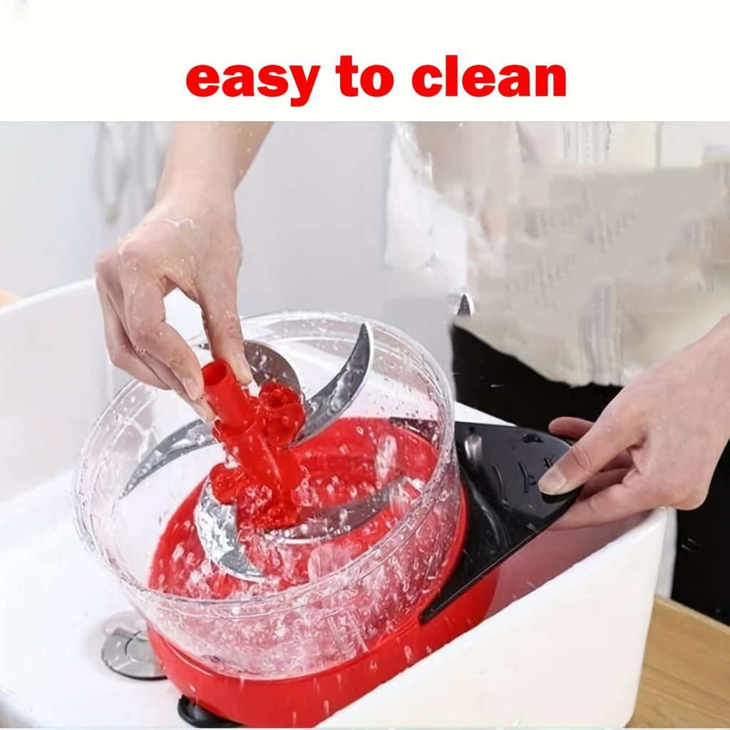 1pc Multi-Functional Manual Food Processor, Hand-powered Crank Chopper, Gralic Crusher, Mincer Blender With Clear Container For Vegetables Meat Fruits Nuts Onions, Food Gridner