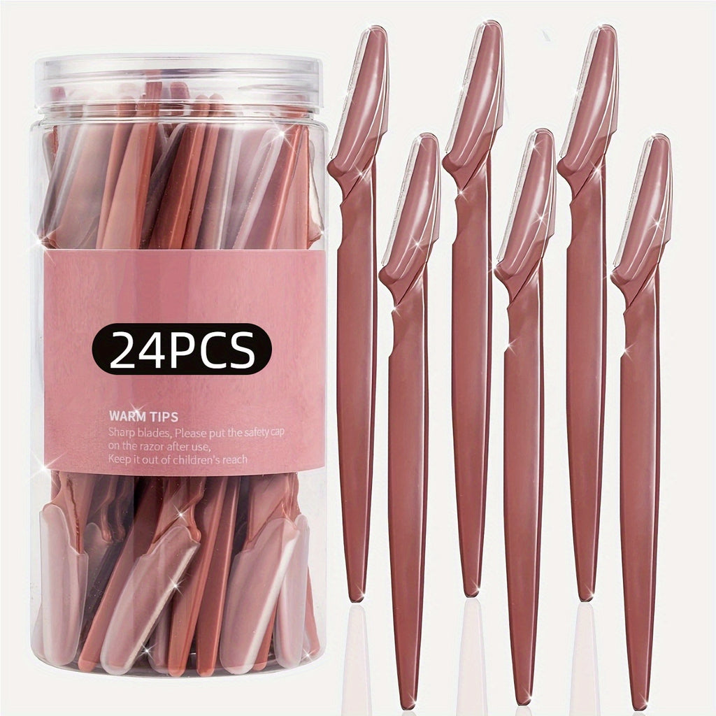 24pcs Eyebrow Shaver & Face Shaver for Women & Men - Eyebrow Trimmer with Protective Cover, Safe & Painless Facial Hair Remover for Upper Lip, Beginners, Personal Care Grooming Tools
