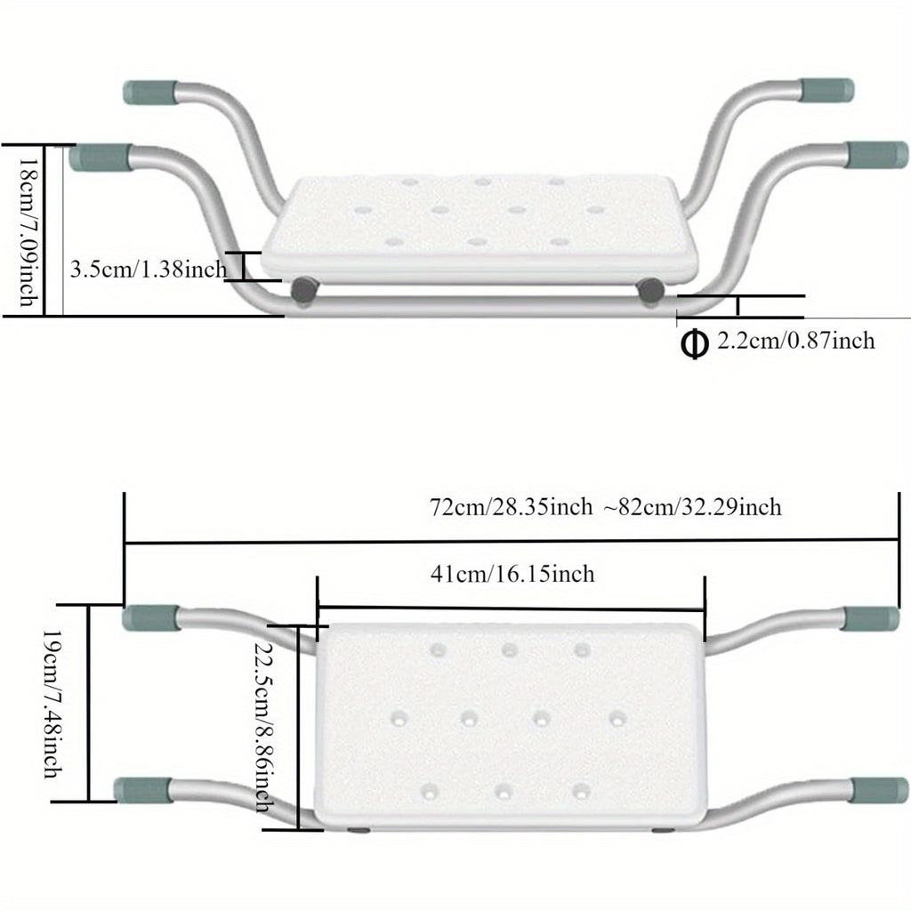 Adjustable White Aluminum Bath Seat - Lightweight, Retractable Bathtub Stool with Anti-Slip Surface for Elderly & Disabled - Durable PE Material, Easy Install