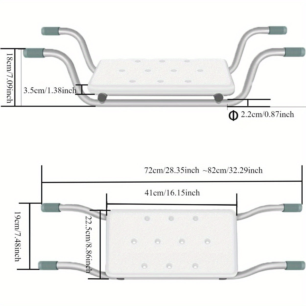Adjustable White Aluminum Bath Seat - Lightweight, Retractable Bathtub Stool with Anti-Slip Surface for Elderly & Disabled - Durable PE Material, Easy Install