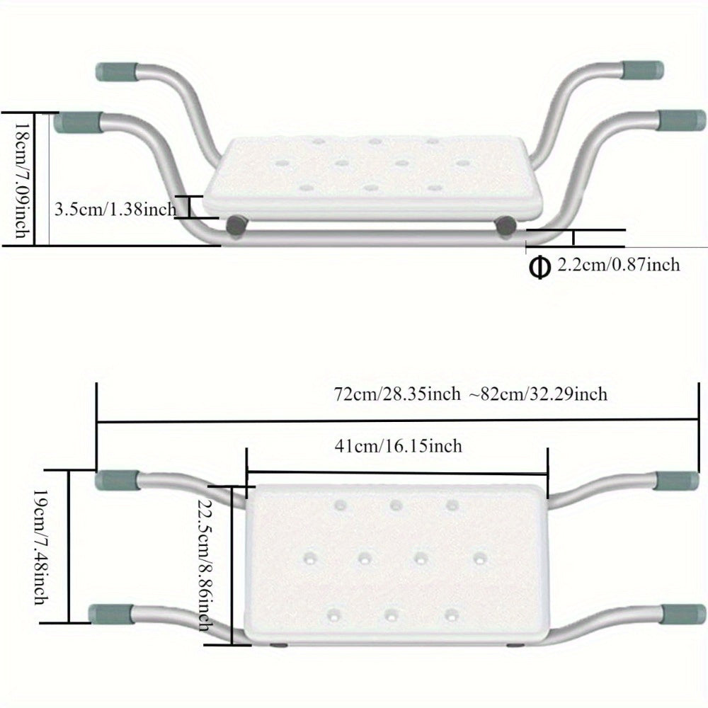 Adjustable White Aluminum Bath Seat - Lightweight, Retractable Bathtub Stool with Anti-Slip Surface for Elderly & Disabled - Durable PE Material, Easy Install