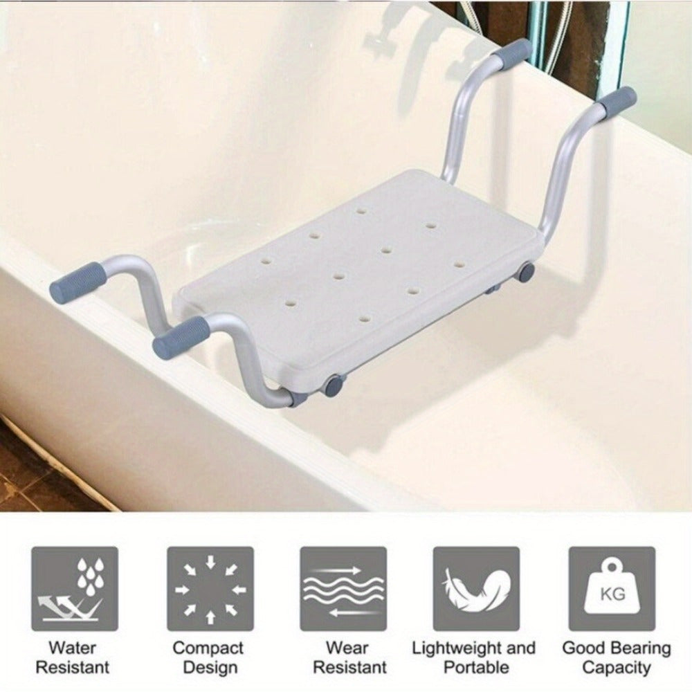 Adjustable White Aluminum Bath Seat - Lightweight, Retractable Bathtub Stool with Anti-Slip Surface for Elderly & Disabled - Durable PE Material, Easy Install