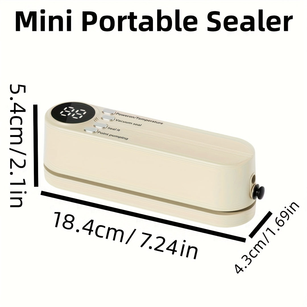 1pc Automatic Food Sealer with USB-Powered Operation, One-Touch sealing, Vacuum & Inflation Modes, Compact Portable Design with Digital Display - for Freshness Preservation, Ideal for Kitchen, Camping, Office, Home - Compatib