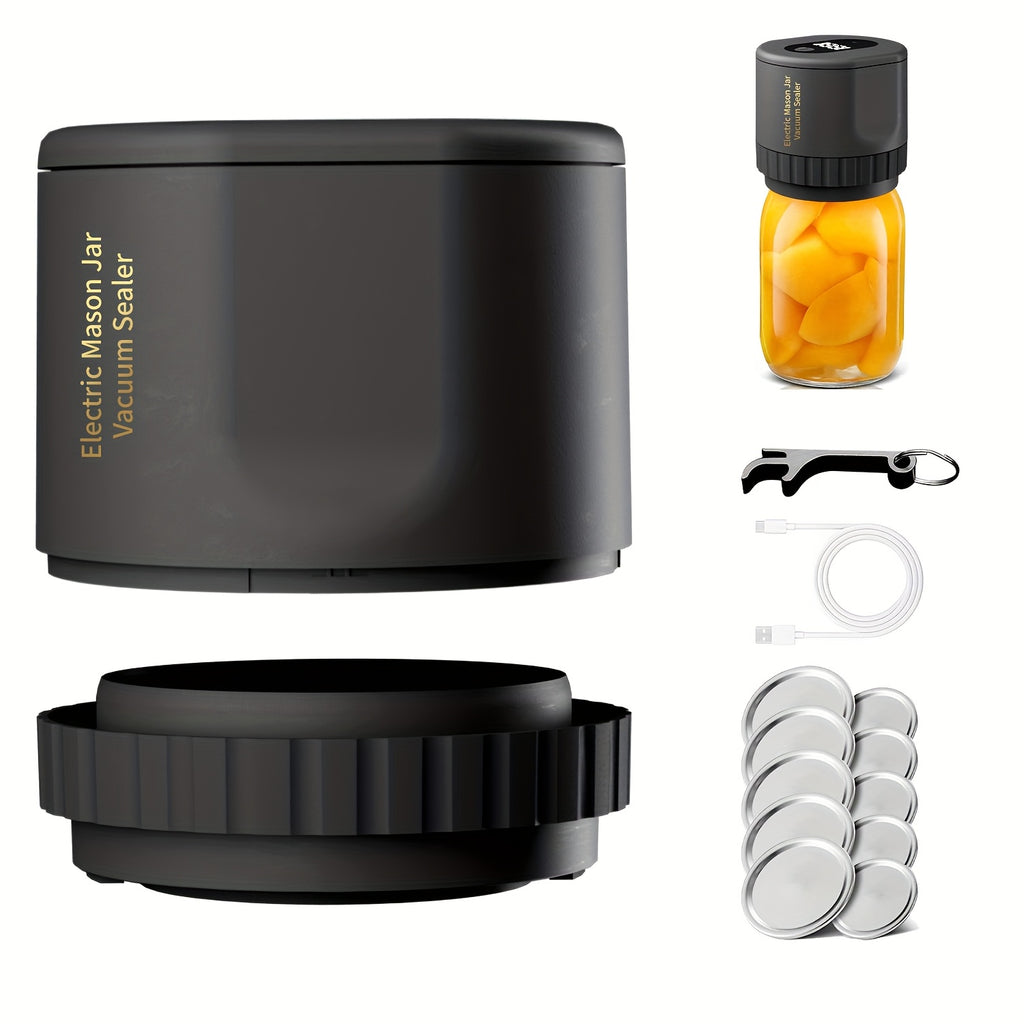 Electric Vacuum Mason Jar Vacuum Sealing Kit - Contains Sealing Lids, Suitable For Wide Mouth And Regular Mouth Mason Jars, Food Preservation Vacuum Sealer For Home Preservation.