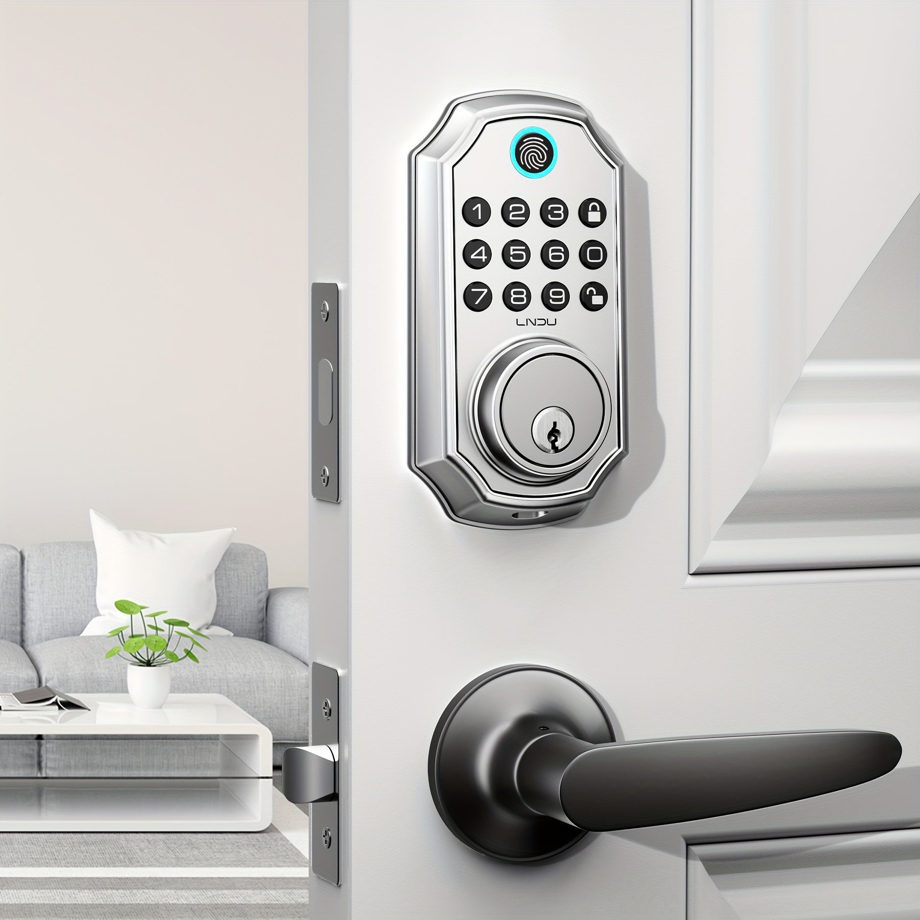 D280 Smart 5-in-1 Fingerprint Door Lock, Keyless Entry Door Lock, Biometric Technology with Memory Function, Fits Most Standard Doors, Unlocking Log, Durable, 100 Passcodes, Temporary Sharing, Anti-Snoop Passcode