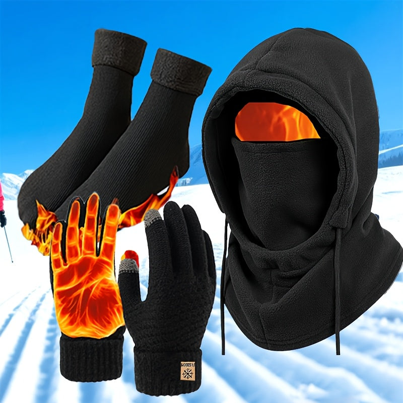 3pcs/4pcs Winter Hat, Head Cover, Neck Scarf, Gloves, Warm Socks Set