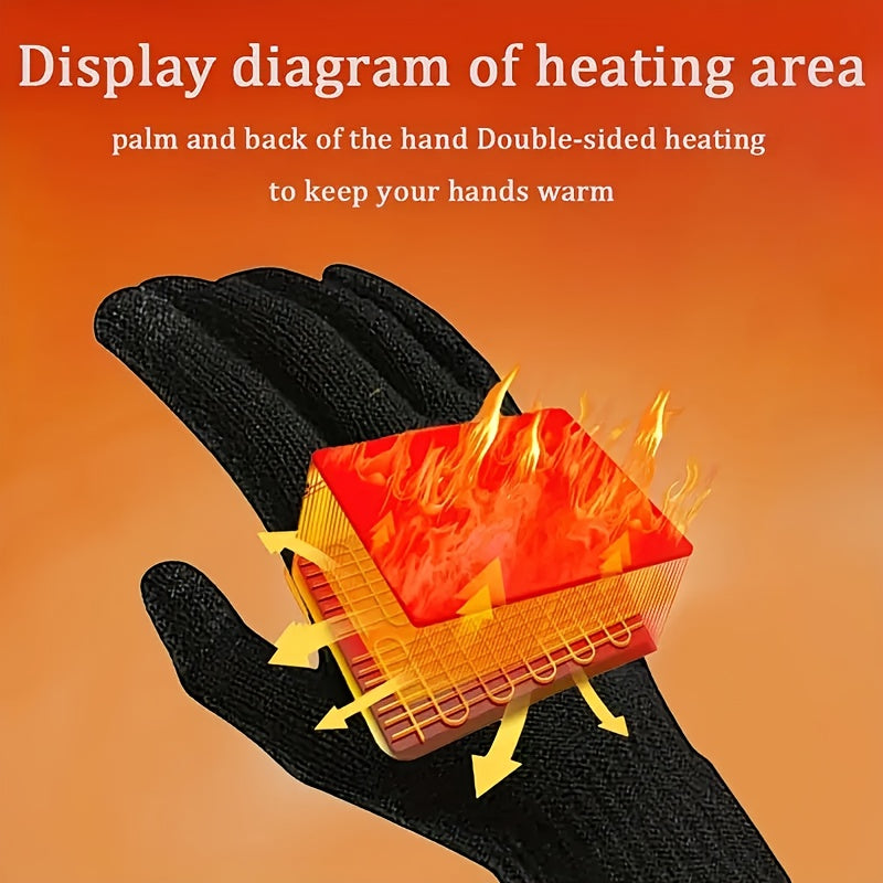 USB Heated Gloves, Heating The Back Of The Hand Has A Constant Temperature Function 5 Touchscreen-compatible, Hand Washable, Made Of Fabric, For Winter Warmth, Outdoor Cycling Gloves For Both Men And Women