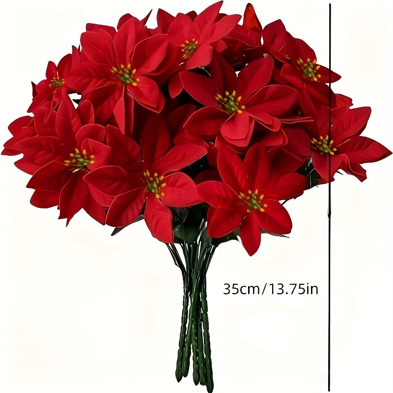 28 Artificial Red Poinsettia Flowers, Perfect for Christmas Home Decor, Table Centerpieces, Wedding Decoration, Christmas Tree, Exhibition, Winter Display