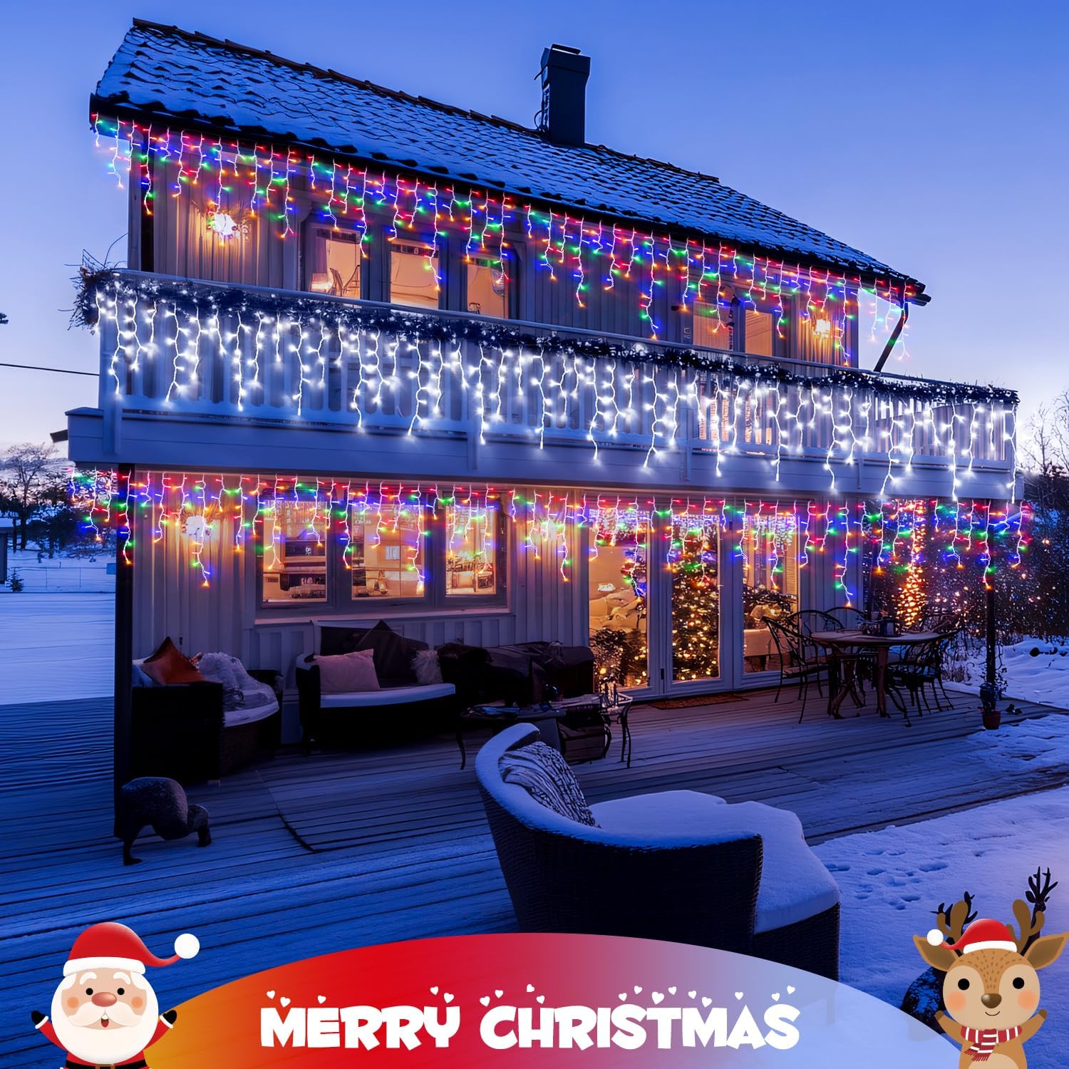 [LED Icicle Lights] Christmas Icicle Lights, 101/191 LED Fairy Lights, LED Ice Bar Light Suitable for Bedroom, Courtyard, Living room, Garden, Wedding, Party Favors, Birthday Party, Christmas, Thanksgiving, Halloween Decorati